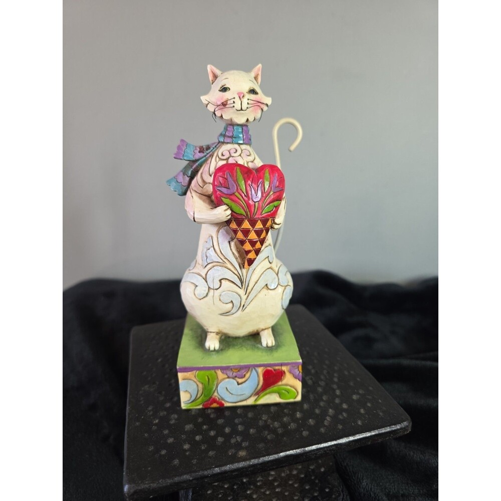 Jim Shore Heartwood Creek “Cozy Heart” Cat Figurine 2009 Retired #4014990